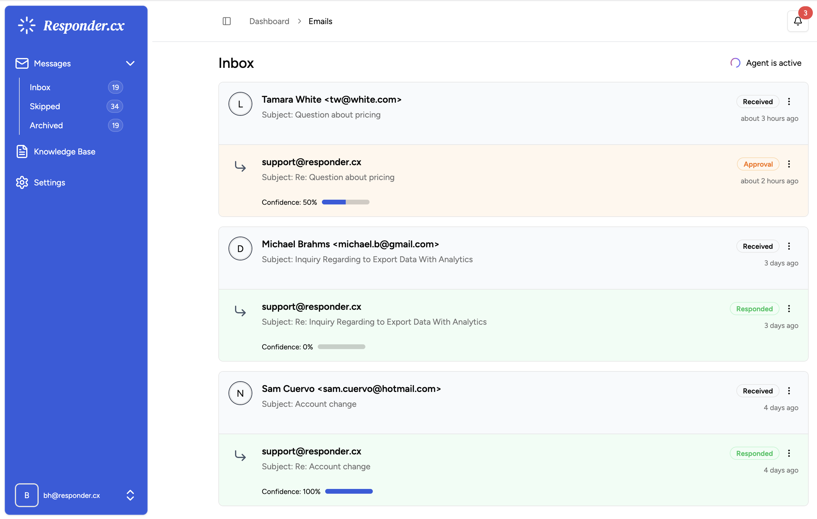Responder.cx dashboard